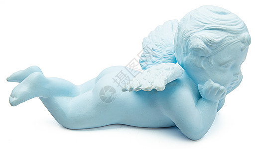 蓝色婴儿天使雕像制品精神雕塑双手陶瓷羽毛漂浮石头力量宗教图片