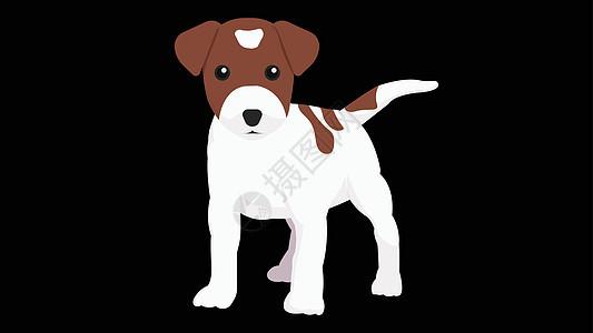 具有孤立黑色背景的小狗 可爱的卡通狗 小狗设计 vecto图片