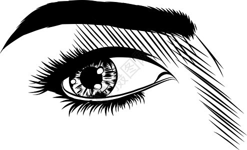 白色背景上的长睫毛插图 详细描述女性的眼睛化妆品黑色女孩睫毛鸢尾花睫毛膏眼球魅力艺术眼皮图片