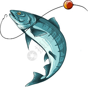 白病媒图示上孤立的鱼类捕鱼标识图片