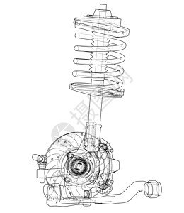 带减震器的汽车悬架运输圆圈线条圆柱车辆震惊螺旋绘画草图吸收器图片