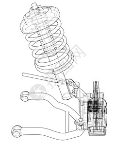 带减震器的汽车悬架草图机械服务维修技术车辆机器圆柱轮胎吸收器图片