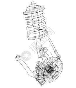 带减震器的汽车悬架服务蓝图机器震惊轮胎插图吸收器车辆运输轮子图片