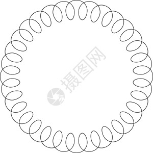 黑电话螺旋电缆在圆圈中的简单平板插图机动性圆形电子产品框架线圈金属娱乐绳索白色橡皮图片