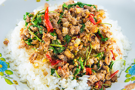 炒猪肉和烤肉美食味道香料蔬菜油炸餐厅胡椒辣椒烹饪午餐图片