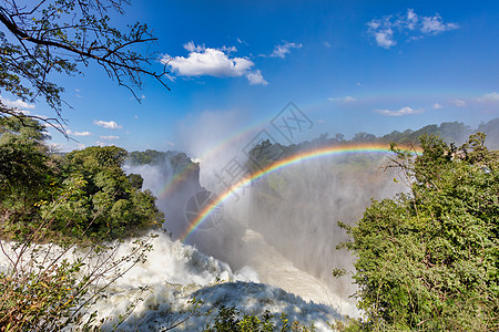 维多利亚降水彩虹 津巴布韦 非洲悬崖峡谷热带假期世界远景公园流动瀑布山沟图片