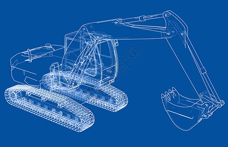 挖掘机概念大纲 韦克托运输工程拖拉机运动技术搬运工建筑挖掘工作绘图图片