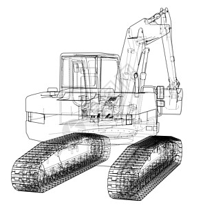 挖掘机概念大纲 韦克托商业工作绘图建筑拖拉机矿业工程搬运工刮刀技术图片