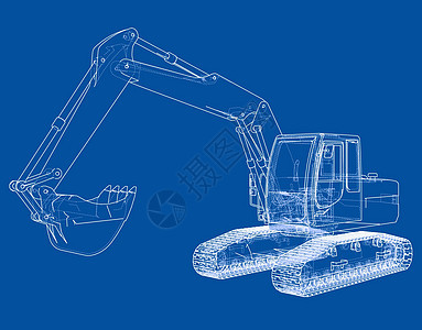 挖掘机概念大纲 韦克托草图挖掘技术地球商业搬运工插图矢量力量工程图片