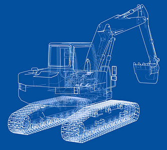 挖掘机概念大纲 韦克托工程商业机械草图运输蓝图拖拉机运动挖掘车辆图片