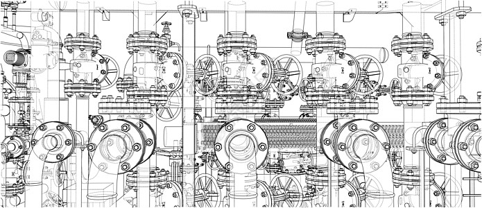 工业设备草图 韦克托管子技术气体配件活力力量资源植物设施插图图片