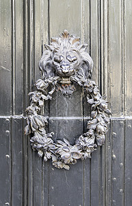 旧门敲门器古董建筑学金子金属狮子黄铜房子入口把手建筑图片