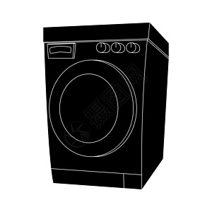白色背面隔离的休光影动画洗衣机设计图片