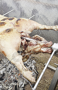 烤猪肉烧烤炉炙烤农场烧烤餐厅动物节日火炉架子食物美食图片