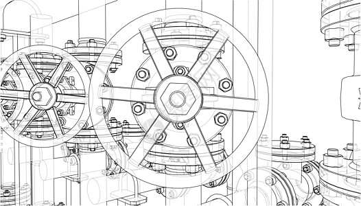工业设备草图 韦克托龙头工厂燃料力量设施资源插图植物配件绘画图片