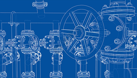 工业设备草图 韦克托压力植物配件资源气体插图管子龙头工程技术图片