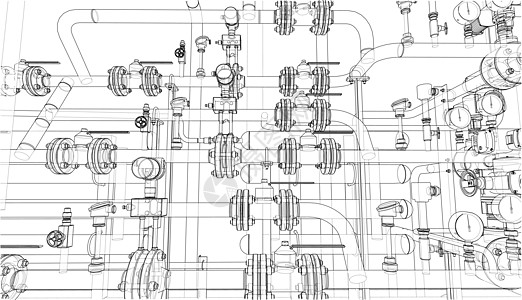 工业设备草图 韦克托燃料植物设施力量配件龙头压力管道气体工程图片