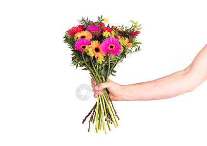 人送花给人黑色男人白色庆典绿色礼物展示花束惊喜图片
