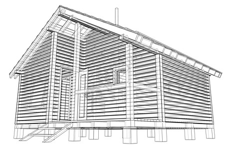 小房子草图  3 的矢量渲染工程插图项目公寓设计师住宅图表建筑海拔财产图片