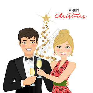 一个男人和一个女人 庆祝圣诞节图片