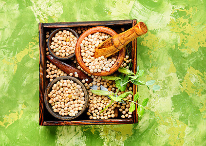Chickpeas 素食烹饪基础蔬菜厨房营养健康饮食种子树叶粮食食物绿色图片