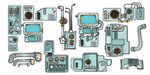 赛博朋克机器人机制和机器 空间的细节电脑管子小说制造业人工智能航天学插图工程电子人活力图片