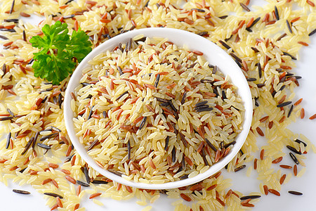 混合米饭碗高架小菜长粒伴奏盘子密封野米美食食物黑米图片