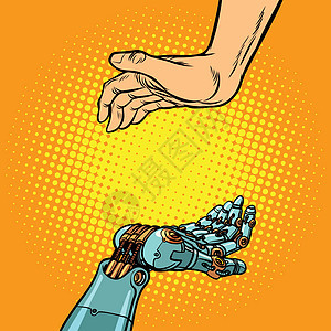 人类和机器人的手 演示手势图片