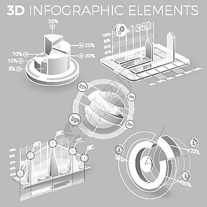 灰色和白色的企业信息图表元素服务报告解决方案战略交易馅饼销售量数据消费者推介会图片