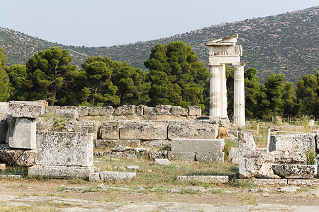 Epidauruus 古代城市圆圈柱子文化风景问答雕塑古董石头剧院大理石图片