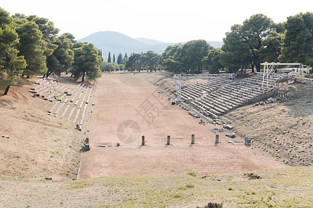 Epidauruus 古代城市柱子脚步博物馆遗产体育场竞技场寺庙废墟戏剧雕塑图片