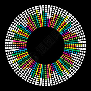 黑色背景上孤立的圆形马赛克均衡器设计正方形体积长方形冲浪派对卡通片音乐波浪俱乐部低音背景图片