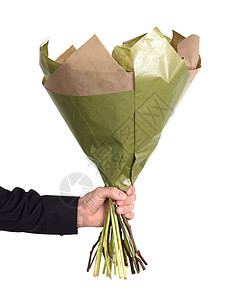 人送花给人礼物展示套装男人惊喜庆典花束黑色绿色白色图片