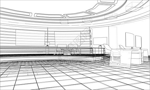 3D 轮廓内部  3 的矢量渲染文档房间地面房子工程蓝图技术项目插图商业图片