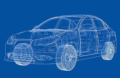 概念车  3 的矢量渲染草稿汽车框架车辆家用车运输轿车绘画草图货物图片