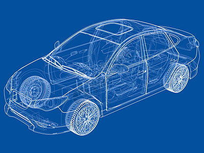 概念车  3 的矢量渲染驾驶跑车车轮货物家用车车辆插图草图轿车草稿图片