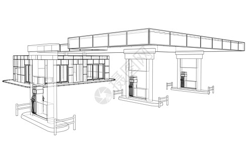 柴油机加油站  3 的矢量渲染化石汽油工程软管燃料插图蓝图建筑石油气体插画