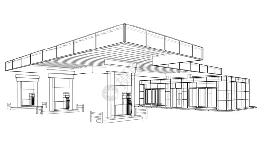 加油站  3 的矢量渲染建筑工程柴油机草图蓝图气体绘画化石喷嘴燃料图片