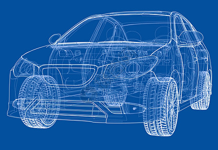 概念车  3 的矢量渲染车轮数字化框架草稿车辆货物跑车汽车驾驶技术图片