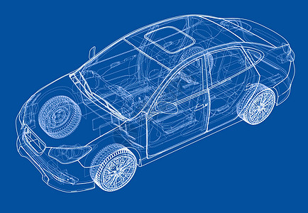 概念车  3 的矢量渲染绘画运输跑车数字化车辆车轮框架草图插图驾驶图片