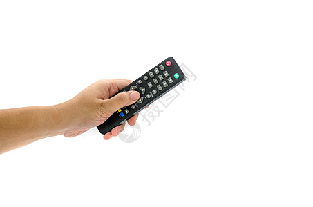 白色背景上带有远程控件的遥控手动控制手表视频电影玩家键盘控制板屏幕电子电视图片