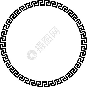 简单的希腊语模式的圆形框 黑矢量说明风格装饰品黑色古董海浪边界艺术文化装饰插图图片