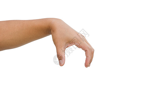 手势在白色背景上被捕捉到一些东西手指拇指棕榈空白女士女性图片