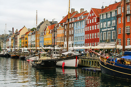 哥本哈根  新港  旧港口首都渠道旅游历史餐厅码头景观建筑地标房子图片