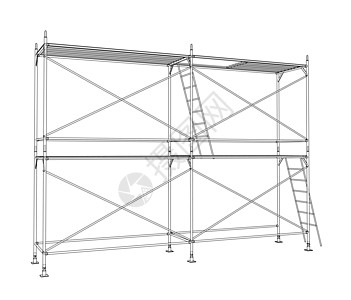 3D 轮廓脚手架  3 的矢量渲染安全插图进步工人住房工程工具管子商业框架图片