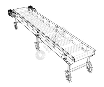 3D 轮廓传送带  3 的矢量渲染工作电脑包装蓝图装配工程技术自动化生产机器图片