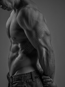 手臂和肌肉体质男性斜肌身体二头肌腹部运动力量肩膀躯干图片