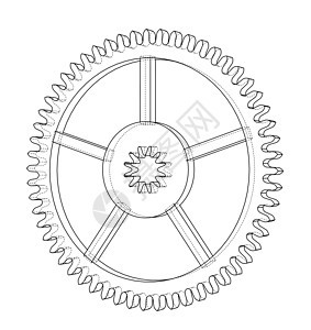 3D齿轮  3 的矢量渲染线条圆圈草图车辆蓝色技术工程装置蓝图纽带图片