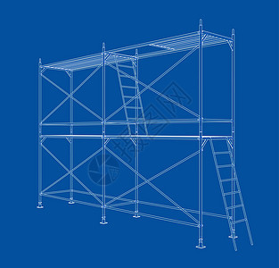 3D 轮廓脚手架  3 的矢量渲染安全管子工作工具插图建筑进步商业住房工程图片