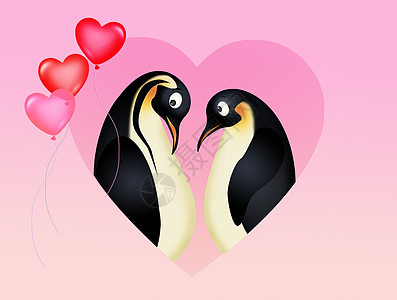 相爱的企鹅庆典女性夫妻翅膀伤害动物卡通片吉祥物羽毛男性图片